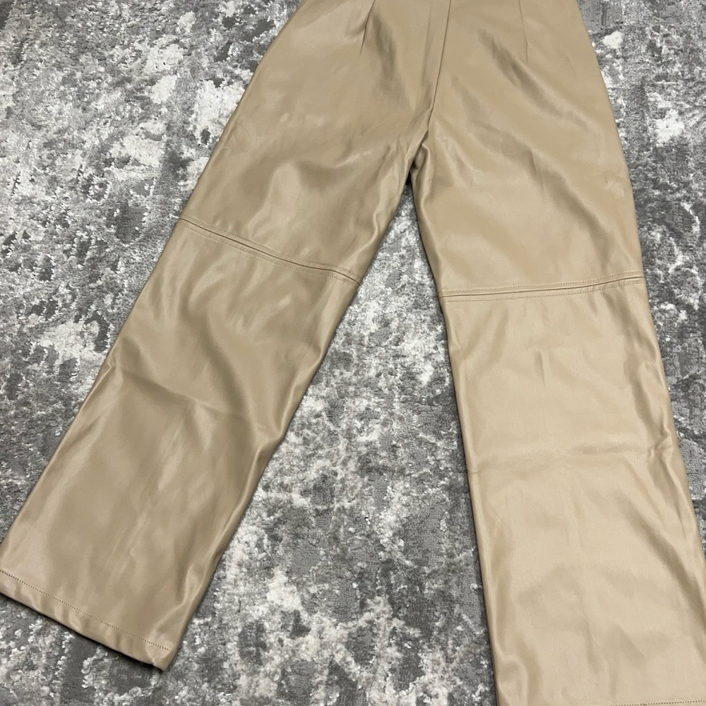 NOIZE Faux Leather Wide-Leg Pants
